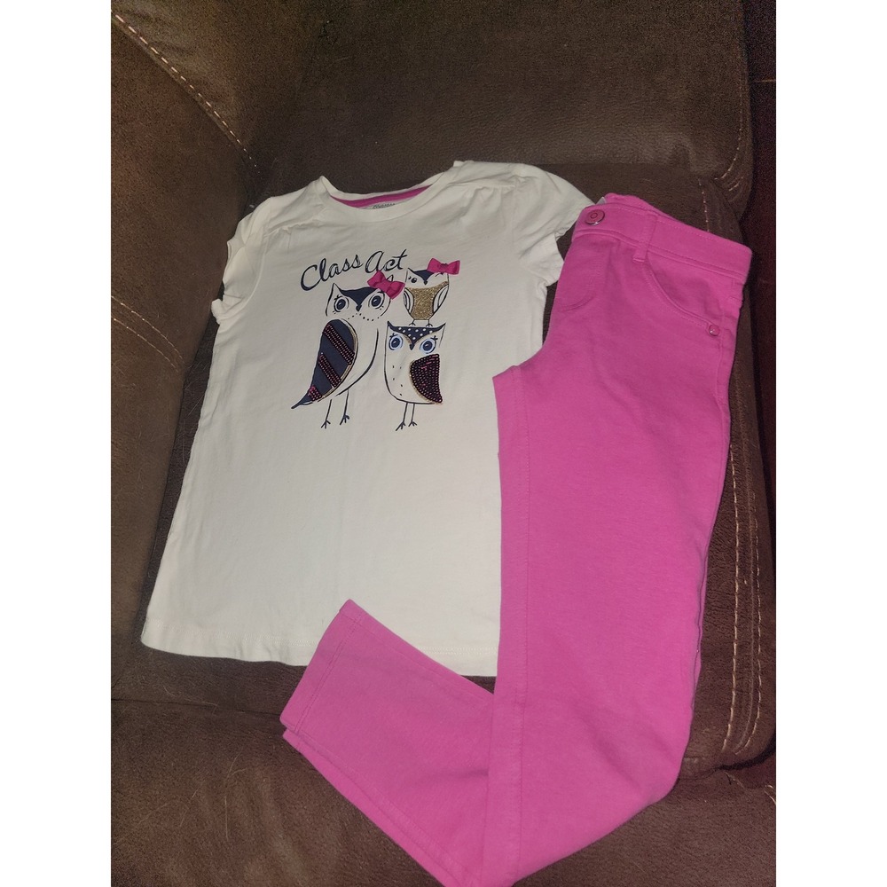 Gymboree charm class owl top class act and pants size 8